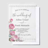 Waterverf Roze Rose Vellum Overlay Vellum Uitnodigingen (Offset)