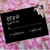 Waterverf roze rose zwarte jurk bruiloft RSVP Informatiekaartje