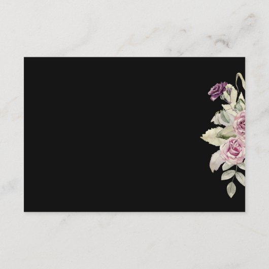 Waterverf roze rose zwarte jurk bruiloft RSVP Informatiekaartje (Achterkant)