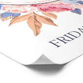 Waterverf roze Roses Chic Wedding Welkom Poster (Hoek)