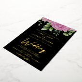 Waterverf roze Roses Wedding Folie Uitnodiging (Gedraaid)