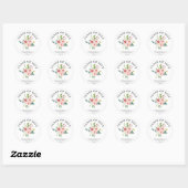 Waterverf Roze Roze Bloem Afstudeerklas  Ronde Sticker (Vel)