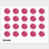 Waterverf Roze roze bloem Ronde Sticker (Vel)