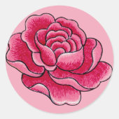 Waterverf Roze roze bloem Ronde Sticker (Voorkant)