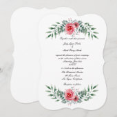 Waterverf Roze Roze Greenery Foliage Invitation Kaart (Voorkant / Achterkant)