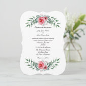 Waterverf Roze Roze Greenery Foliage Invitation Kaart (Staand voorkant)