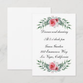 Waterverf Roze Roze Greenery Foliage Recept Informatiekaartje (Voorkant / Achterkant)