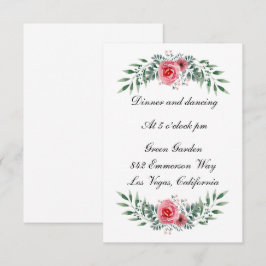 Waterverf Roze Roze Greenery Foliage Recept Informatiekaartje