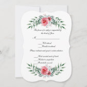 Waterverf Roze Roze Greenery Foliage RSVP Card Kaart (Voorkant)