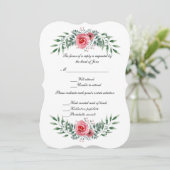Waterverf Roze Roze Greenery Foliage RSVP Card Kaart (Staand voorkant)