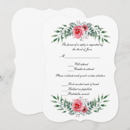 Waterverf Roze Roze Greenery Foliage RSVP Card Kaart