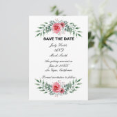 Waterverf Roze Roze Greenery Foliage Save The Date (Staand voorkant)