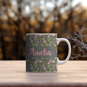 Waterverf roze roze grijze patroon koffiemok
