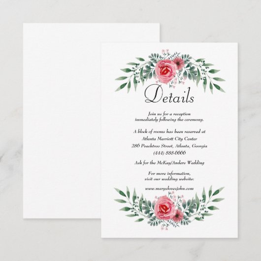 Waterverf roze roze groen foliedossier - Gegevens Informatiekaartje (Voorkant / Achterkant)