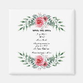 Waterverf roze roze groene foliage bespaart datum magneet (Voorkant)