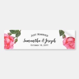 Waterverf roze roze illustratie bumpersticker