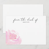 Waterverf Roze Roze kalligrafie Notitiekaartje (Voorkant / Achterkant)