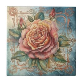 Waterverf Roze roze met decoratief Lijst Tegeltje