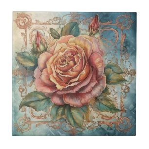 Waterverf Roze roze met decoratief Lijst Tegeltje