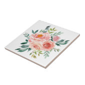 Waterverf Roze Roze Pioen Bloem Boeket Tegeltje (Zijkant)