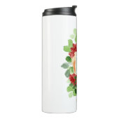 Waterverf Roze Roze Rode Bloemen Monogram Thermosbeker (Gedraaid links)