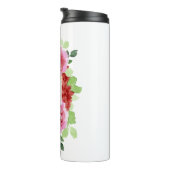 Waterverf Roze Roze Rode Bloemen Monogram Thermosbeker (Geroteerd rechts)