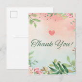 waterverf roze roze roze rozen dank je kaart (Voorkant / Achterkant)