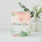 waterverf roze roze roze rozen dank je kaart (Staand voorkant)