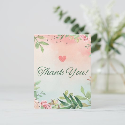 waterverf roze roze roze rozen dank je kaart (Staand voorkant)