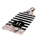 Waterverf roze roze roze rozenstaffels monogram op snijplank (Hoek)