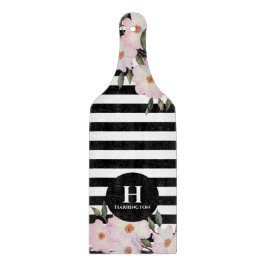 Waterverf roze roze roze rozenstaffels monogram op snijplank