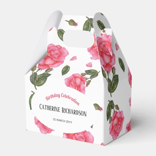 Waterverf Roze Roze Roze Shabby Chic Design Bedankdoosjes (Achterkant)
