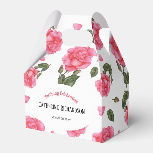 Waterverf Roze Roze Roze Shabby Chic Design Bedankdoosjes (Voorkant Zijde)