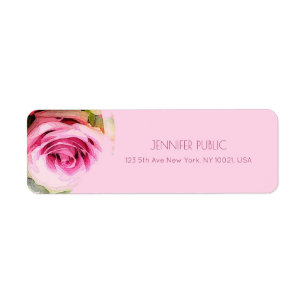 Waterverf roze roze roze vlakke terugkeer adres etiket