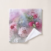 Waterverf roze roze rozen Bouquet Floral Bad Handdoek (Wasdoekje)