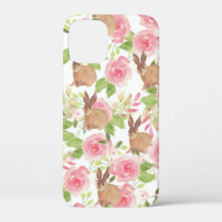 Waterverf roze roze rozen florale bruine konijnenk Case-Mate iPhone case