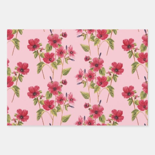 Waterverf Roze roze set van 3 overloopvellen Inpakpapier Vel (Voorkant 2)