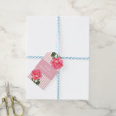 Waterverf Roze Roze Wit Strepen Moederdag Cadeaulabel (Met Touw)