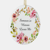 Waterverf Roze Roze Wreath Memorial Keepslag Keramisch Ornament (Rechts)