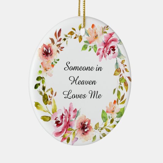 Waterverf Roze Roze Wreath Memorial Keepslag Keramisch Ornament (Rechts)