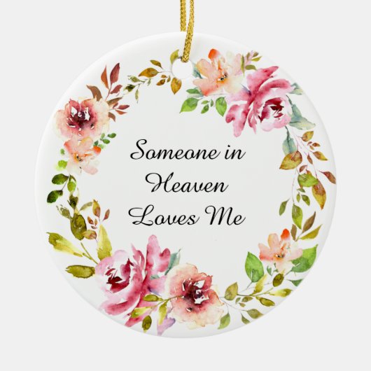 Waterverf Roze Roze Wreath Memorial Keepslag Keramisch Ornament (Voorkant)