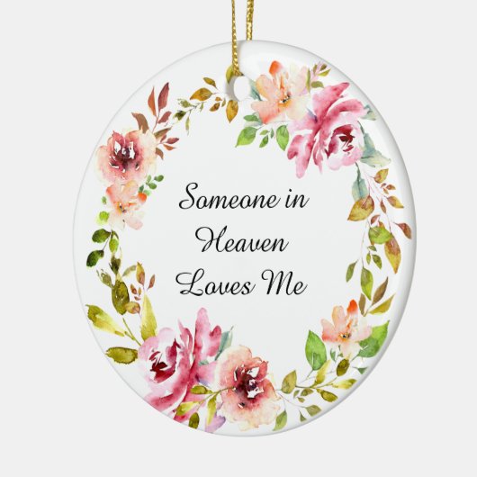 Waterverf Roze Roze Wreath Memorial Keepslag Keramisch Ornament (Links)