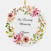 Waterverf Roze Roze Wreath Memorial Keepslag Keramisch Ornament (Achterkant)