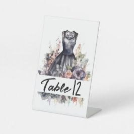 Waterverf Roze Roze Zwarte Trouwjurk Naam Reclamebord Met Voetstuk