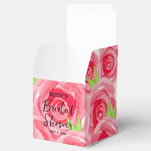 Waterverf Roze Rozen 2" Party Bedankdoosjes (Geopend)