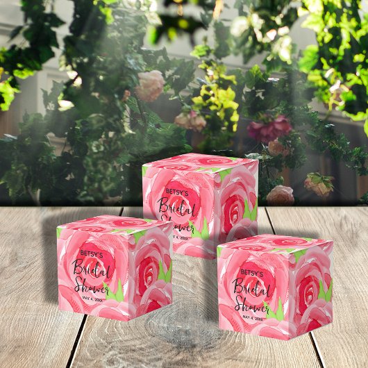 Waterverf Roze Rozen 5cm Feest Bedankdoosjes