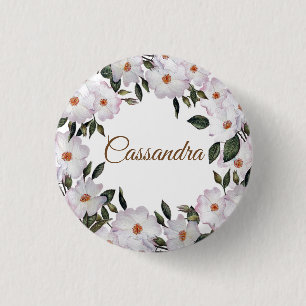Waterverf Roze Rozen Ballerina Bloemendesign Ronde Button 3,2 Cm