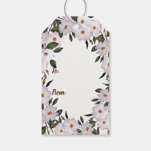 Waterverf Roze Rozen Ballerina Happy Jubileum Cadeaulabel (Achterkant)