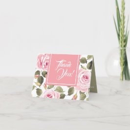 Waterverf Roze rozen Bedankkaart