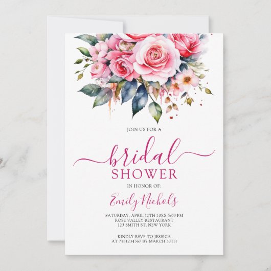 WATERVERF ROZE ROZEN BLOEMBOEKET ZOET 16 KAART (Voorkant)